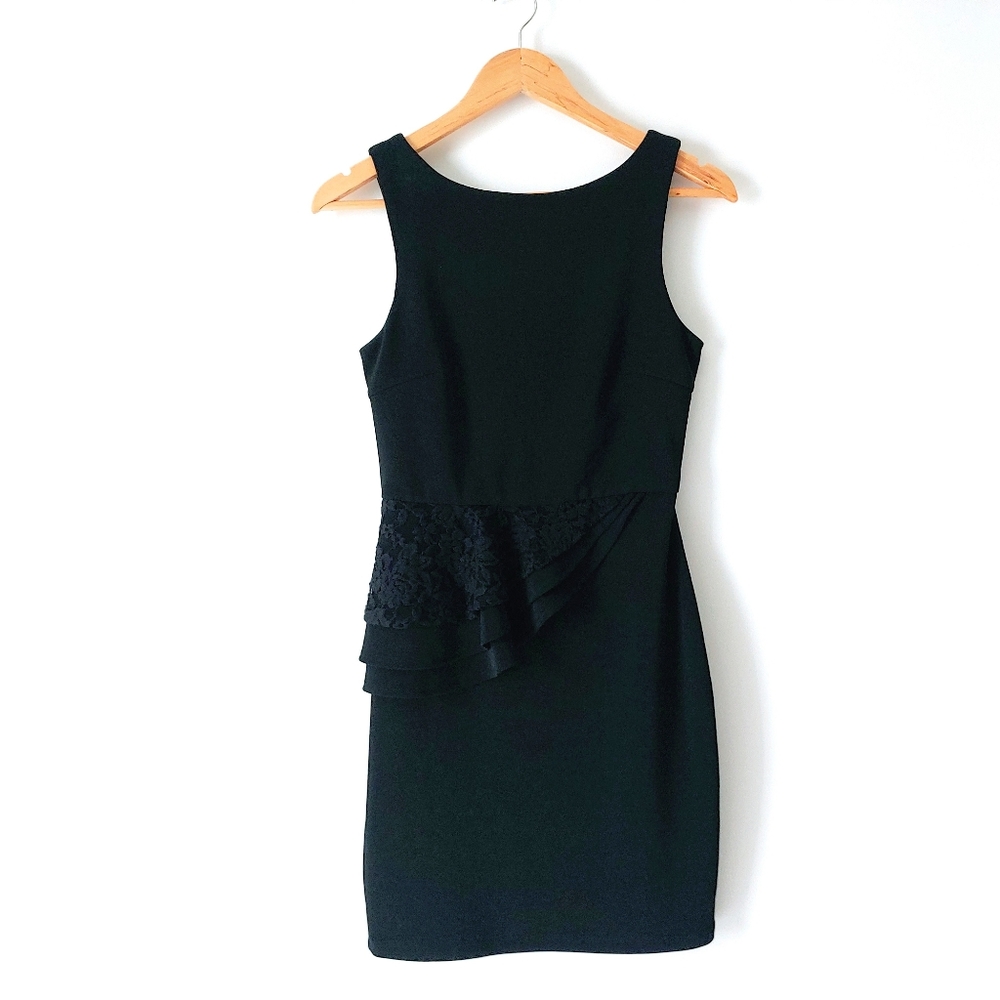 Arden B Sleeveless Black Lace Layered Sheath Dress Sz S
